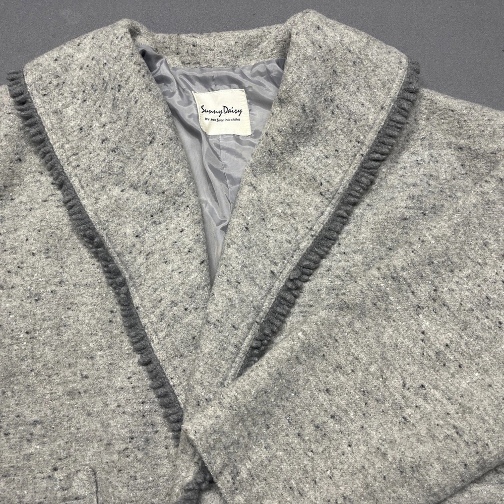 Sunny Daisy Gray Wool Open Front Jacket No Size Tag‎ XL